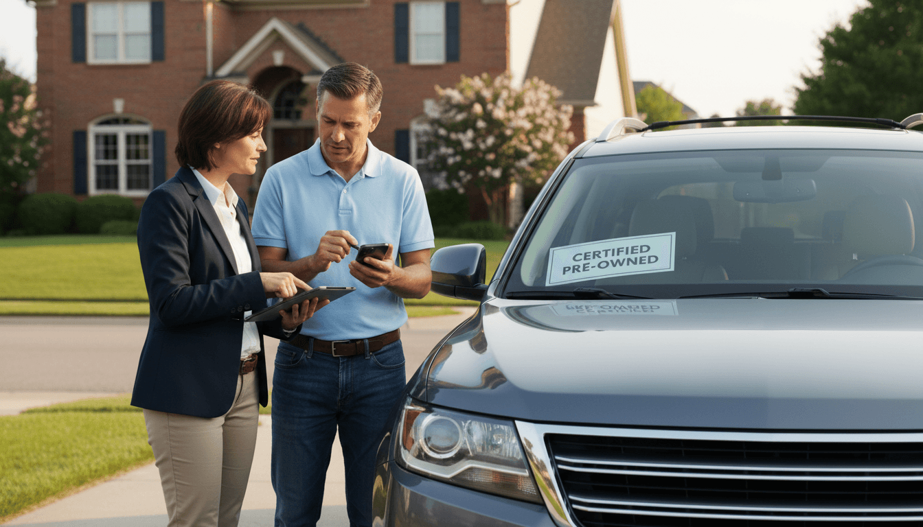 Sales representative speaking with a homeowner at their front door